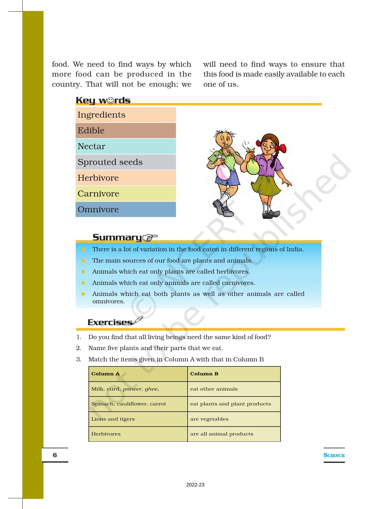 NCERT Book for Class 6 Science: Chapter 1-Food, Where Does It Come From? - Page 6