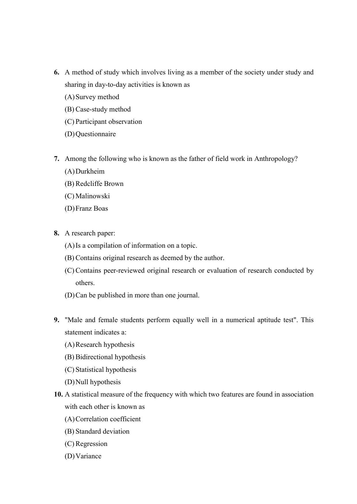 PU MPET Anthropology 2022 Question Papers - Page 2