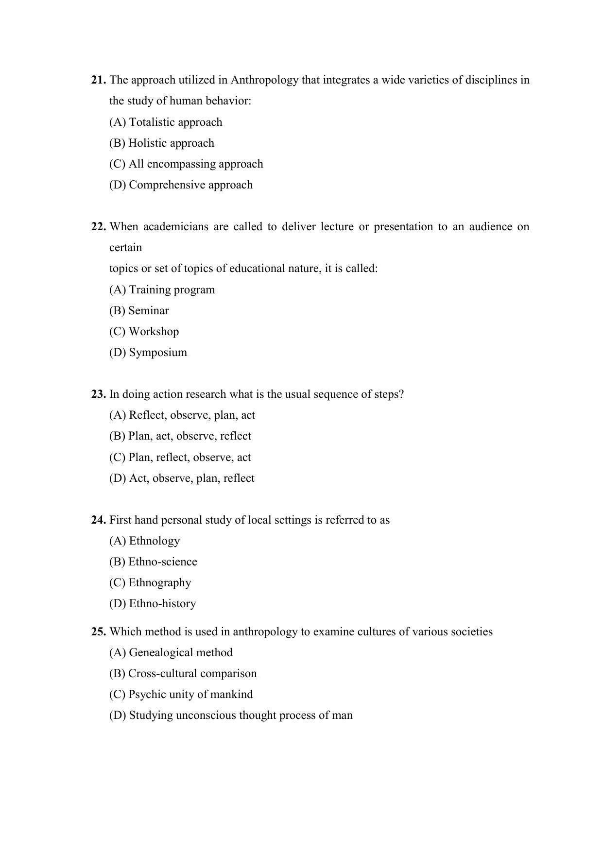 PU MPET Anthropology 2022 Question Papers - Page 5