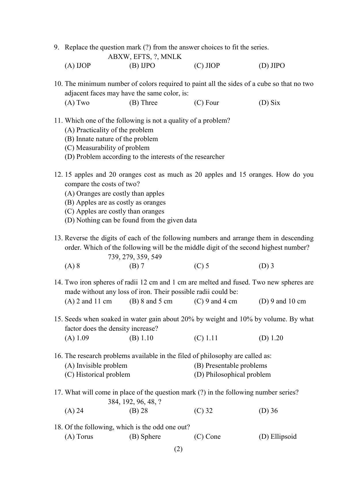 PU MPET Anthropology 2022 Question Papers - Page 55