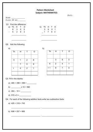 Worksheet for Class 3 Mathematics Assignment 18