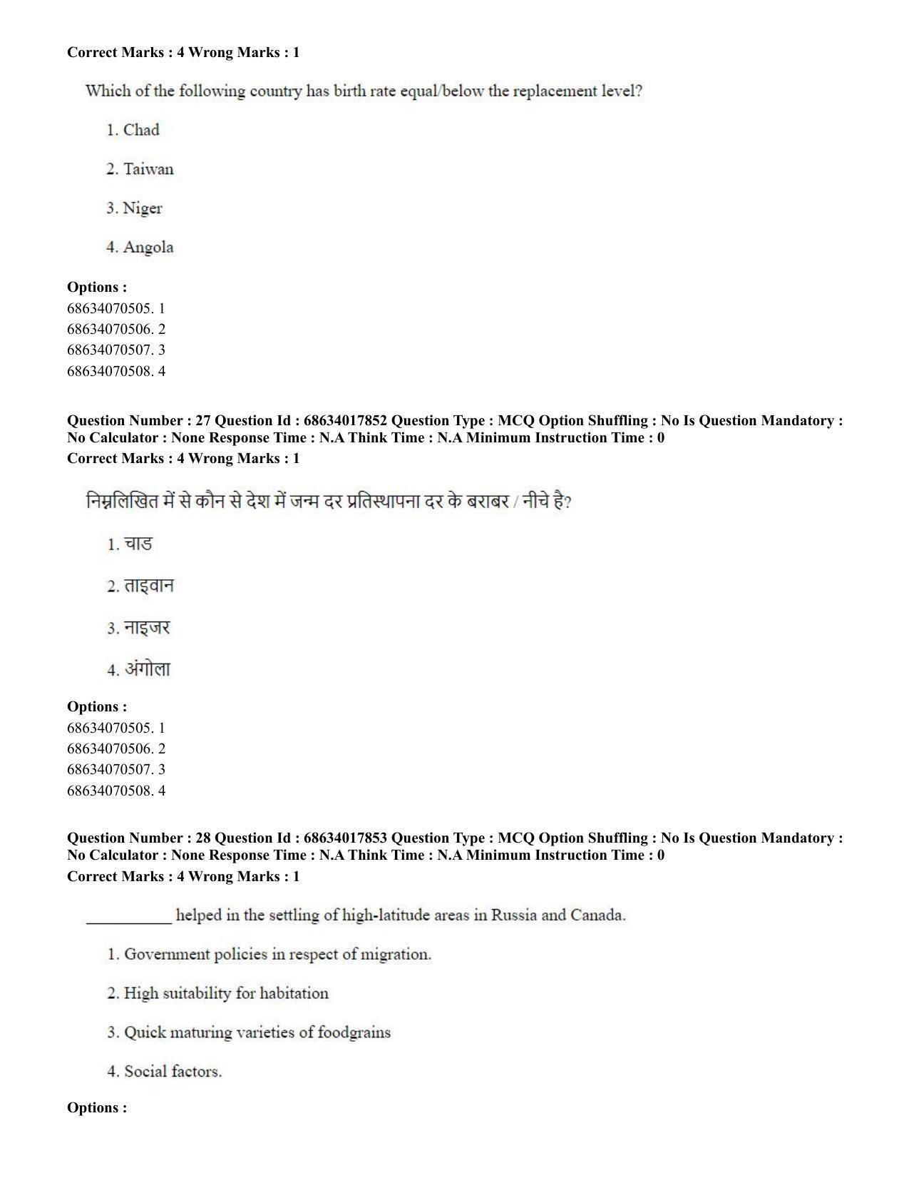 CUET PG 2023: COQP02 – Applied Geography and Geoinformatics(HINDI) - Shift 3 (13-06-2023) Question Paper - Page 28