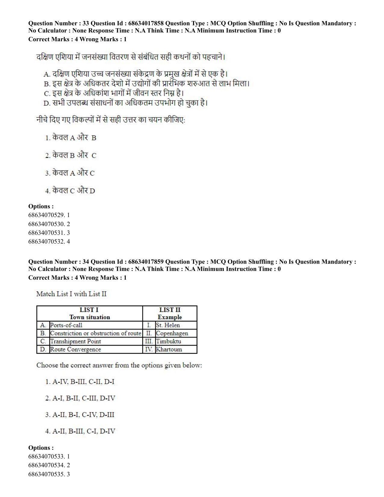 CUET PG 2023: COQP02 – Applied Geography and Geoinformatics(HINDI) - Shift 3 (13-06-2023) Question Paper - Page 34