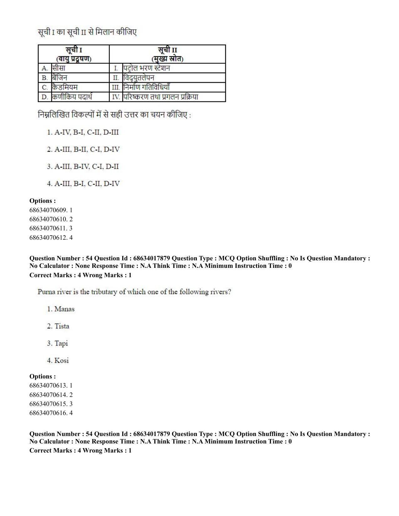 CUET PG 2023: COQP02 – Applied Geography and Geoinformatics(HINDI) - Shift 3 (13-06-2023) Question Paper - Page 55