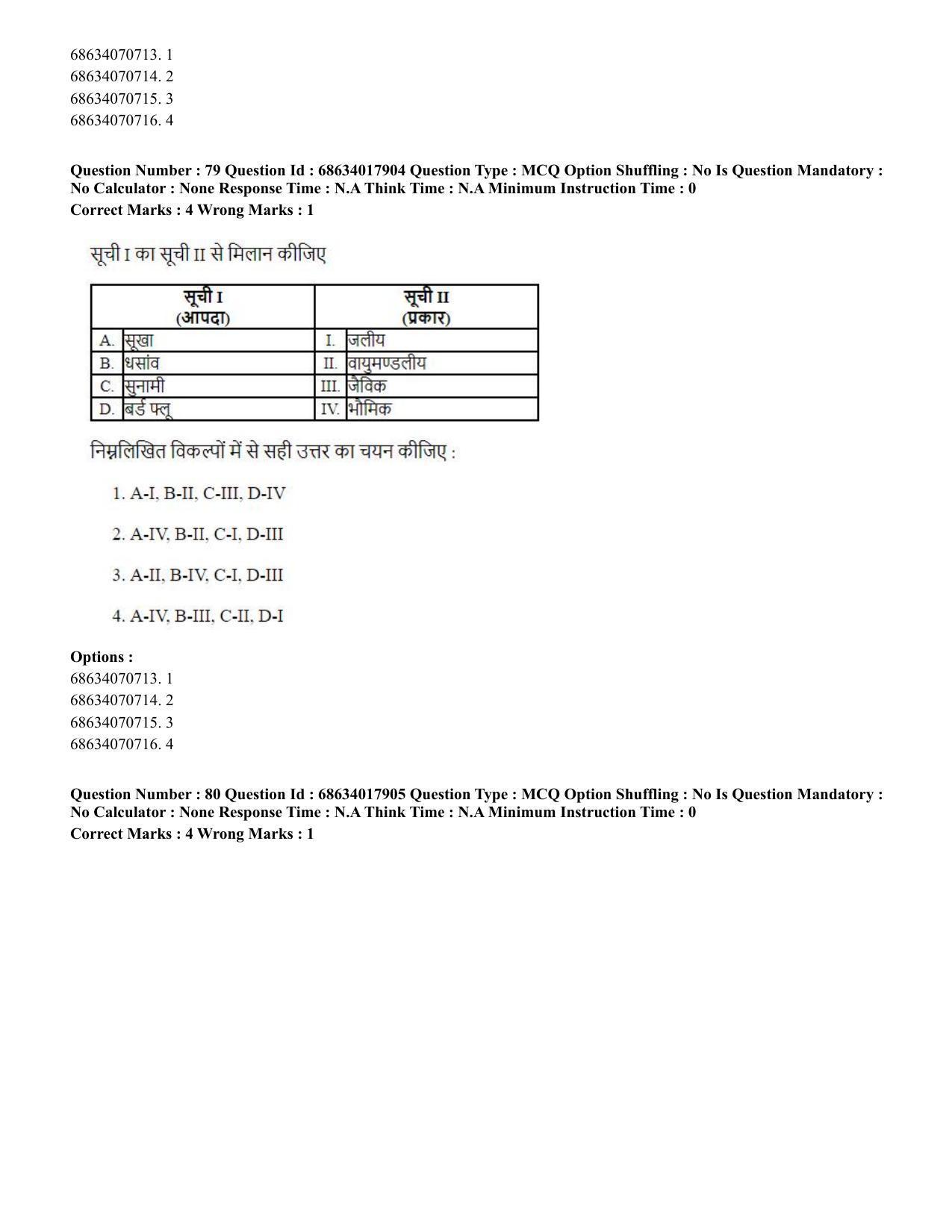 CUET PG 2023: COQP02 – Applied Geography and Geoinformatics(HINDI) - Shift 3 (13-06-2023) Question Paper - Page 80