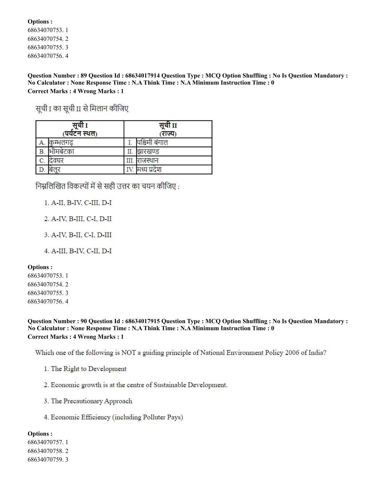 CUET PG 2023: COQP02 – Applied Geography and Geoinformatics(HINDI) - Shift 3 (13-06-2023) Question Paper - Page 90