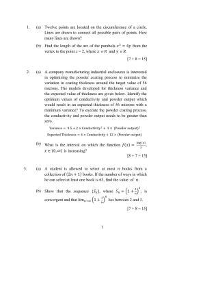 ISI Admission Test M.S.(QMS) QMB 2022 Sample Paper
