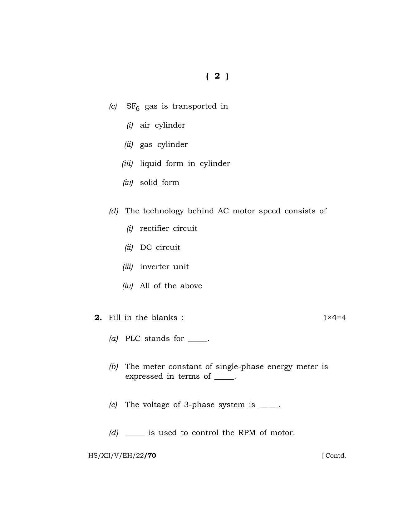 Meghalaya Board (MBOSE) Class 12 ELECTRONICS AND HARDWARE (HS_XII_A. Sc. Com._EH_22) 2022 Question Paper - Page 2