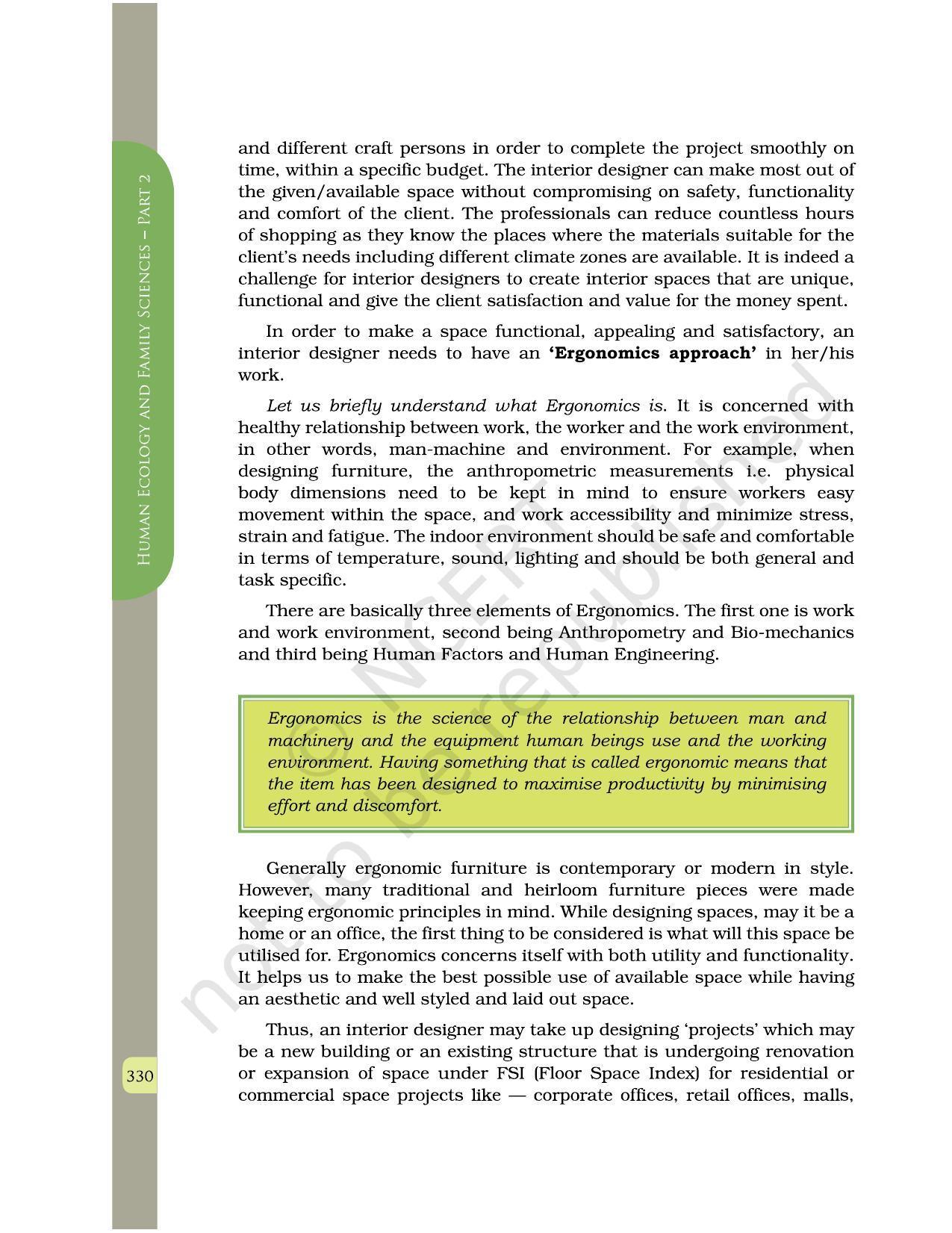 NCERT Book for Class 12 Home Science (Part -II) Chapter 18 Ergonomics and Designing of Interior and Exterior Spaces - Page 3