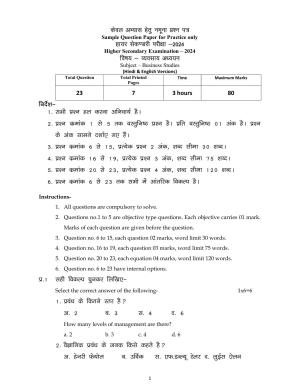 MP Board Class 12 Business Studies 2024 Sample Paper