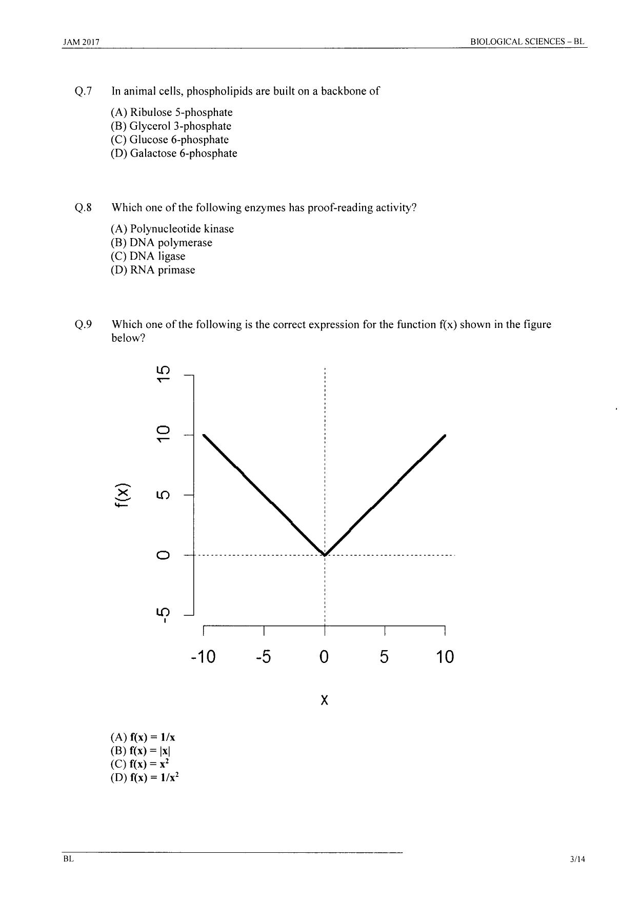 JAM 2017: BL Question Paper - Page 2