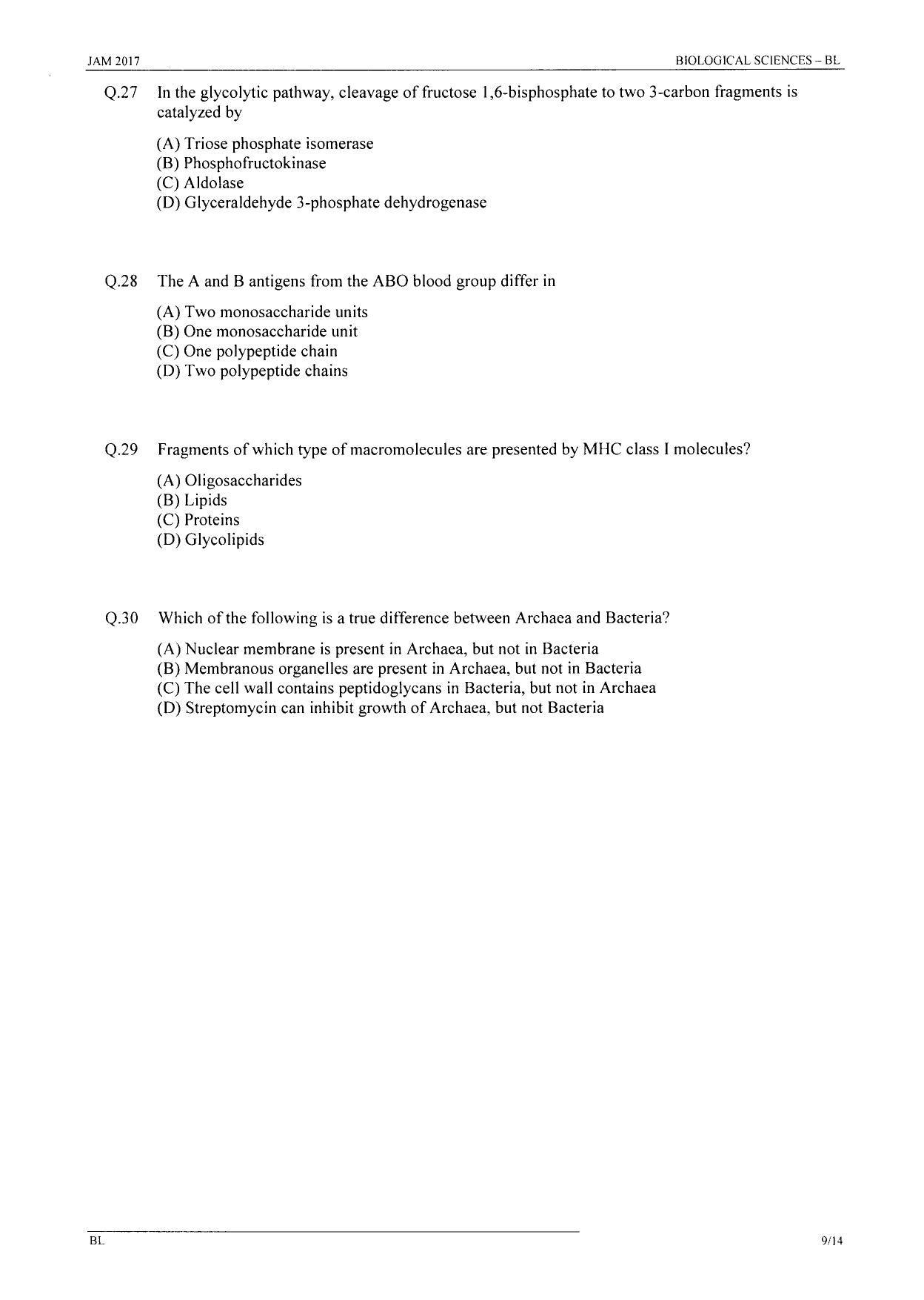 JAM 2017: BL Question Paper - Page 8
