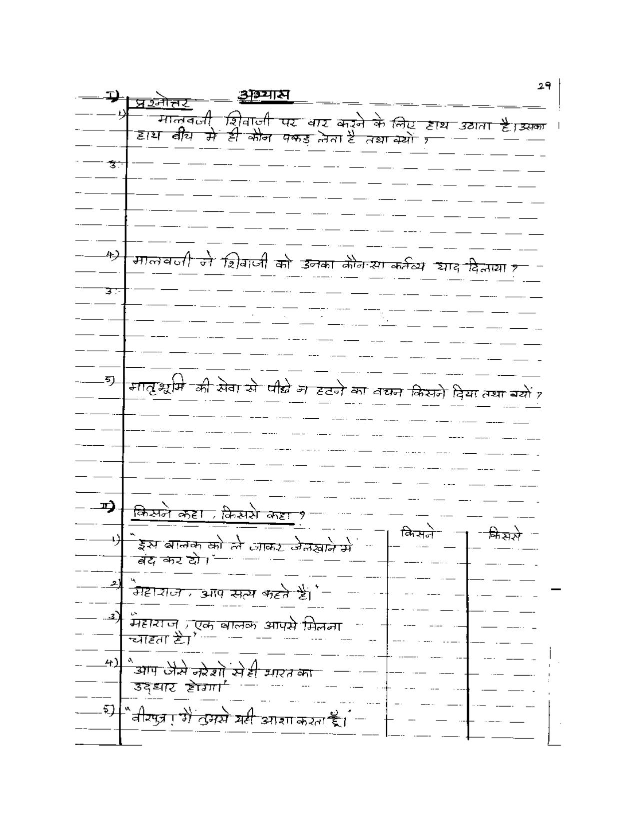 Worksheet for Class 5 Hindi Assignment 24 - Page 29