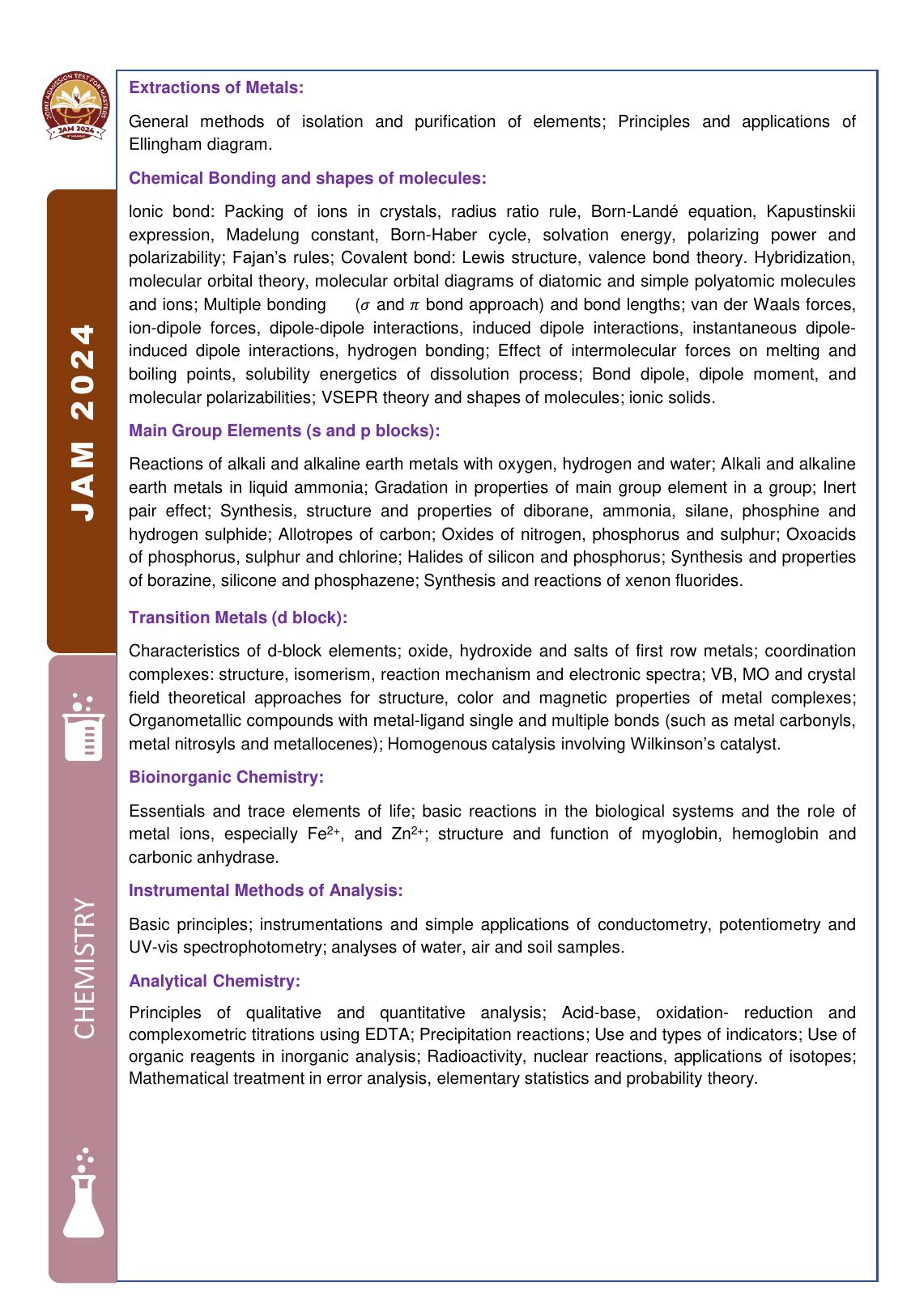 IIT JAM Chemistry (CY) Syllabus - Page 3