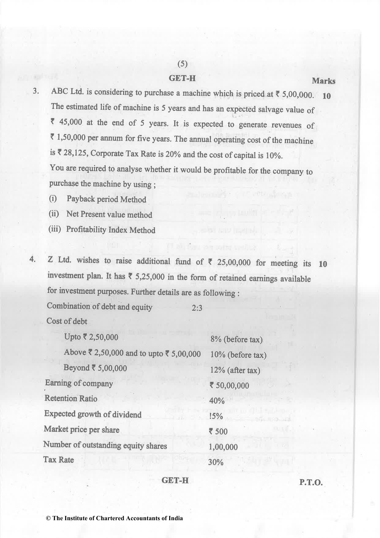 CA Inter Nov 2023 Question Paper - Paper 8 – Financial Management & Economics for Finance - Page 5