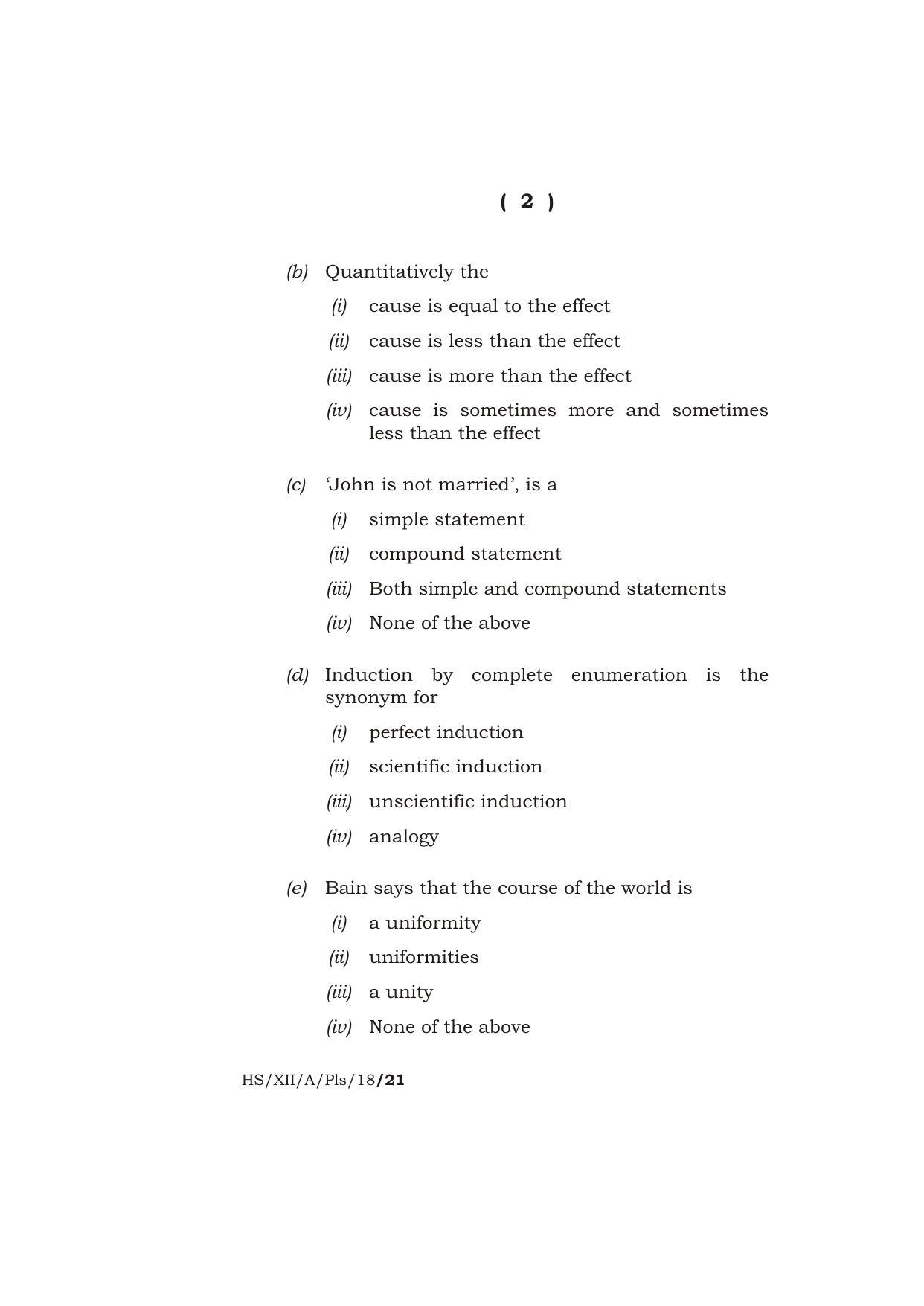 Meghalaya Board (MBOSE) Class 12 PHILOSOPHY 2018 Question Paper - Page 2