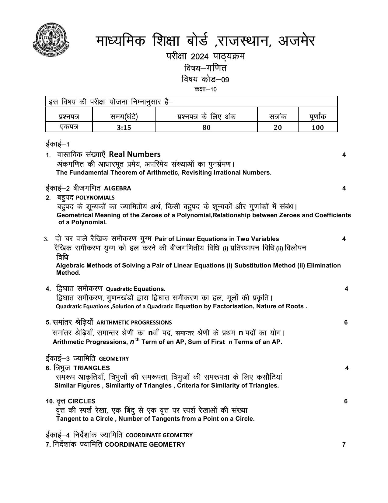 RBSE Class 10 Hindi Syllabus 2024 - Page 13