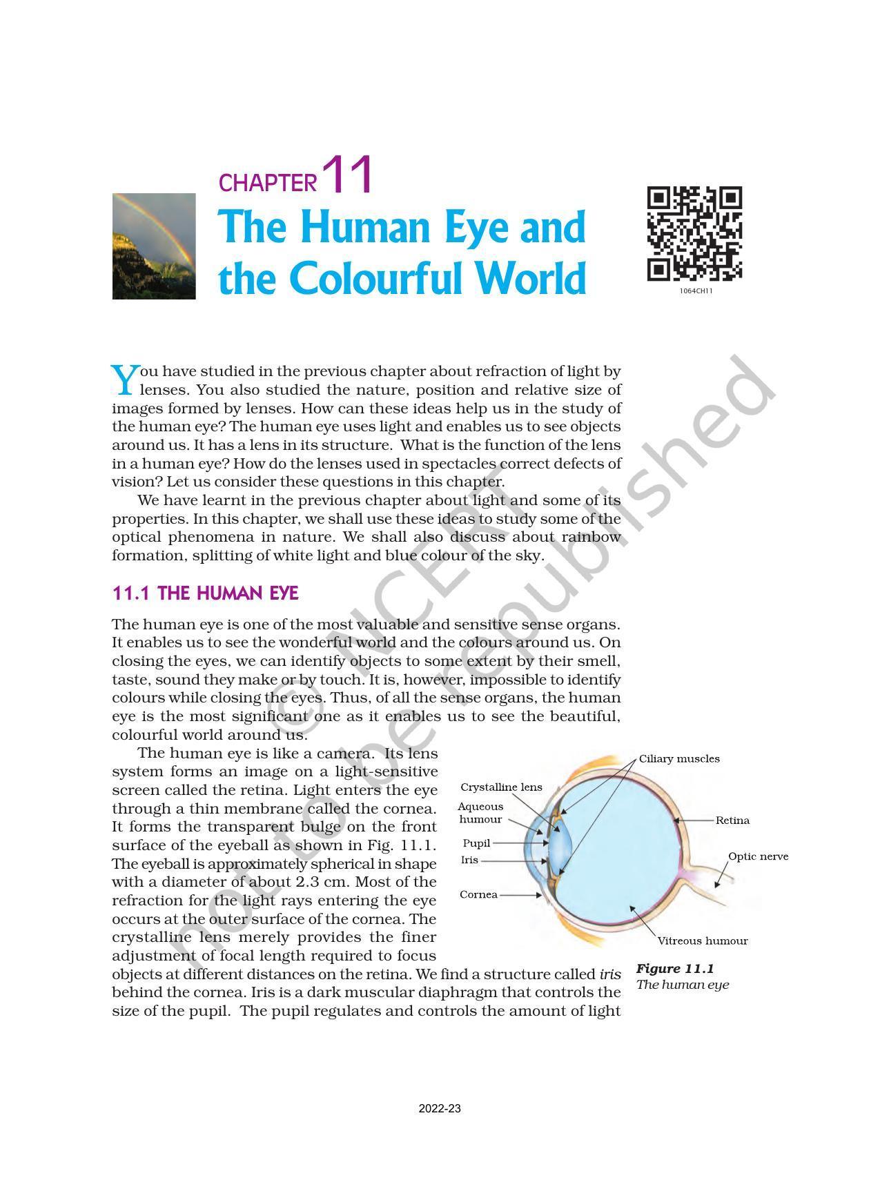 NCERT Book for Class 10 Science Chapter 11 Human Eye and Colourful World - Page 1