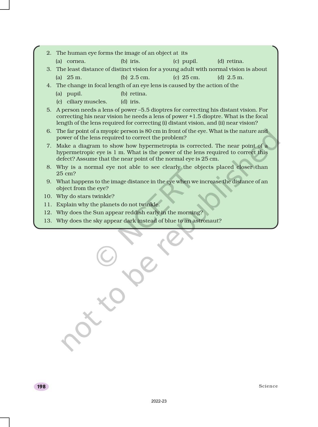 NCERT Book for Class 10 Science Chapter 11 Human Eye and Colourful World - Page 12