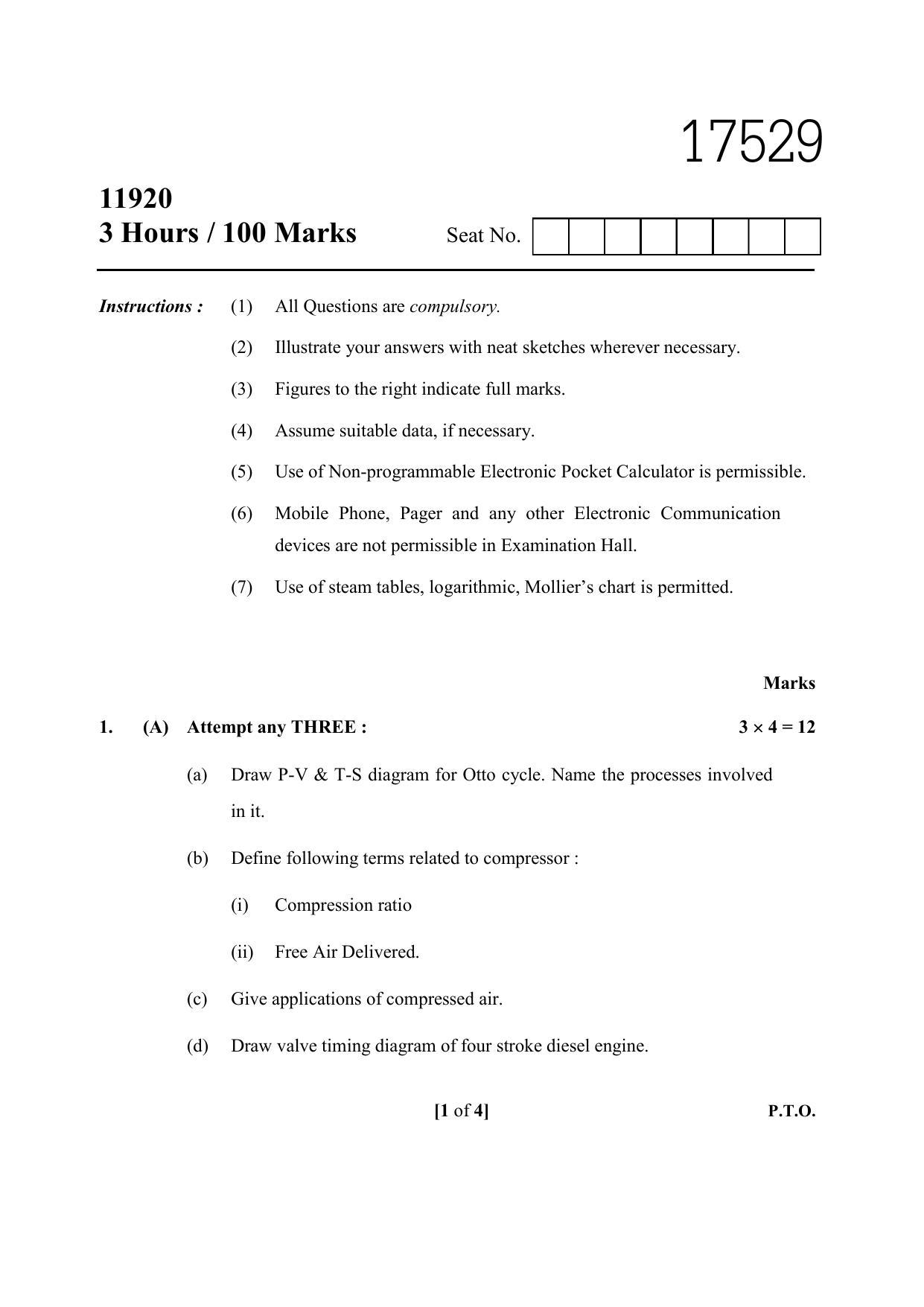 MSBTE Winter Question Paper 2019 - Power Engineering - Page 1