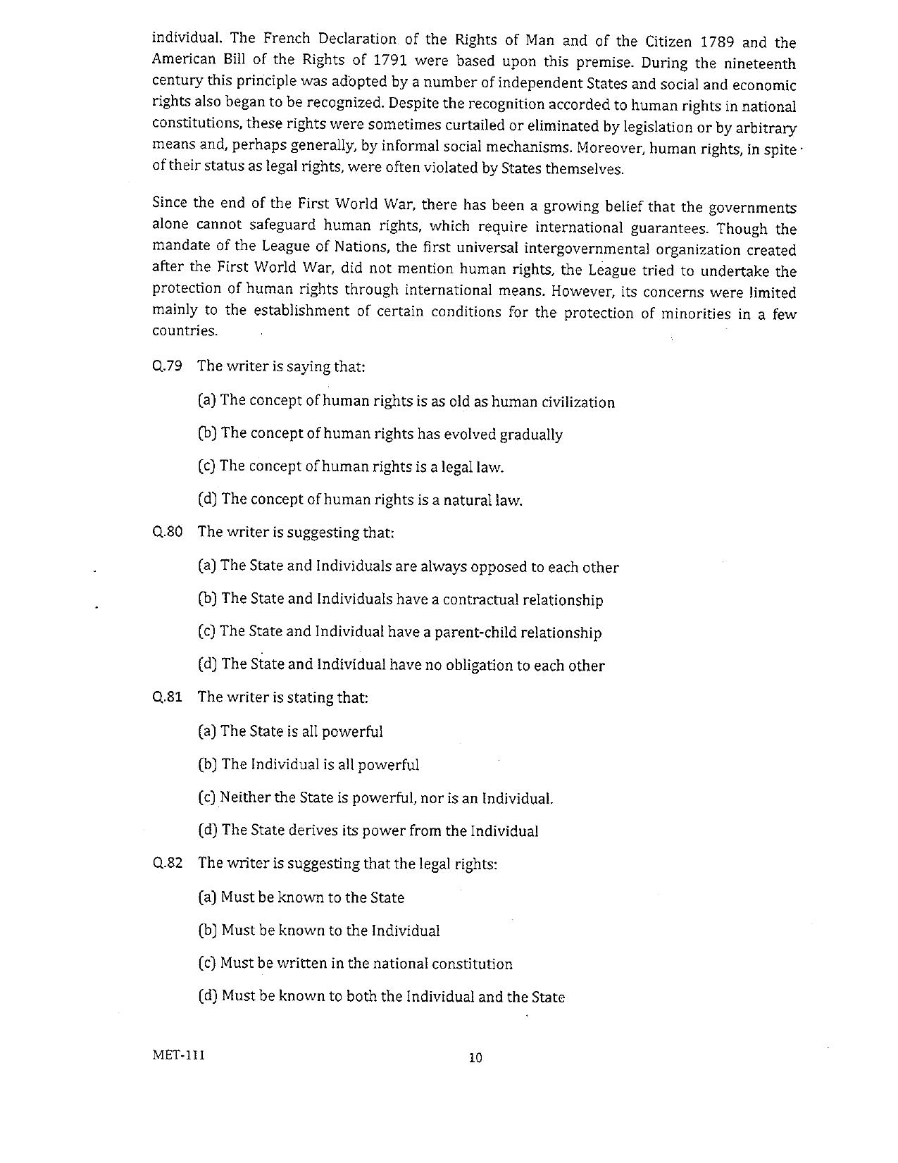 PU MET 2011 Question Booklet with Key - Page 10