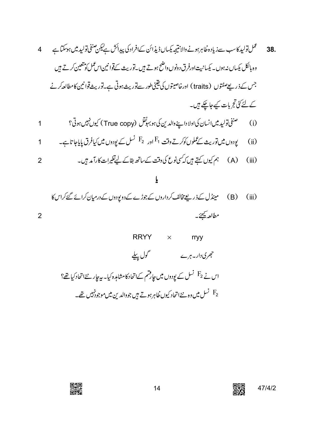 CBSE Class 10 47-4-2 Science Urdu Version 2023 Question Paper - Page 14