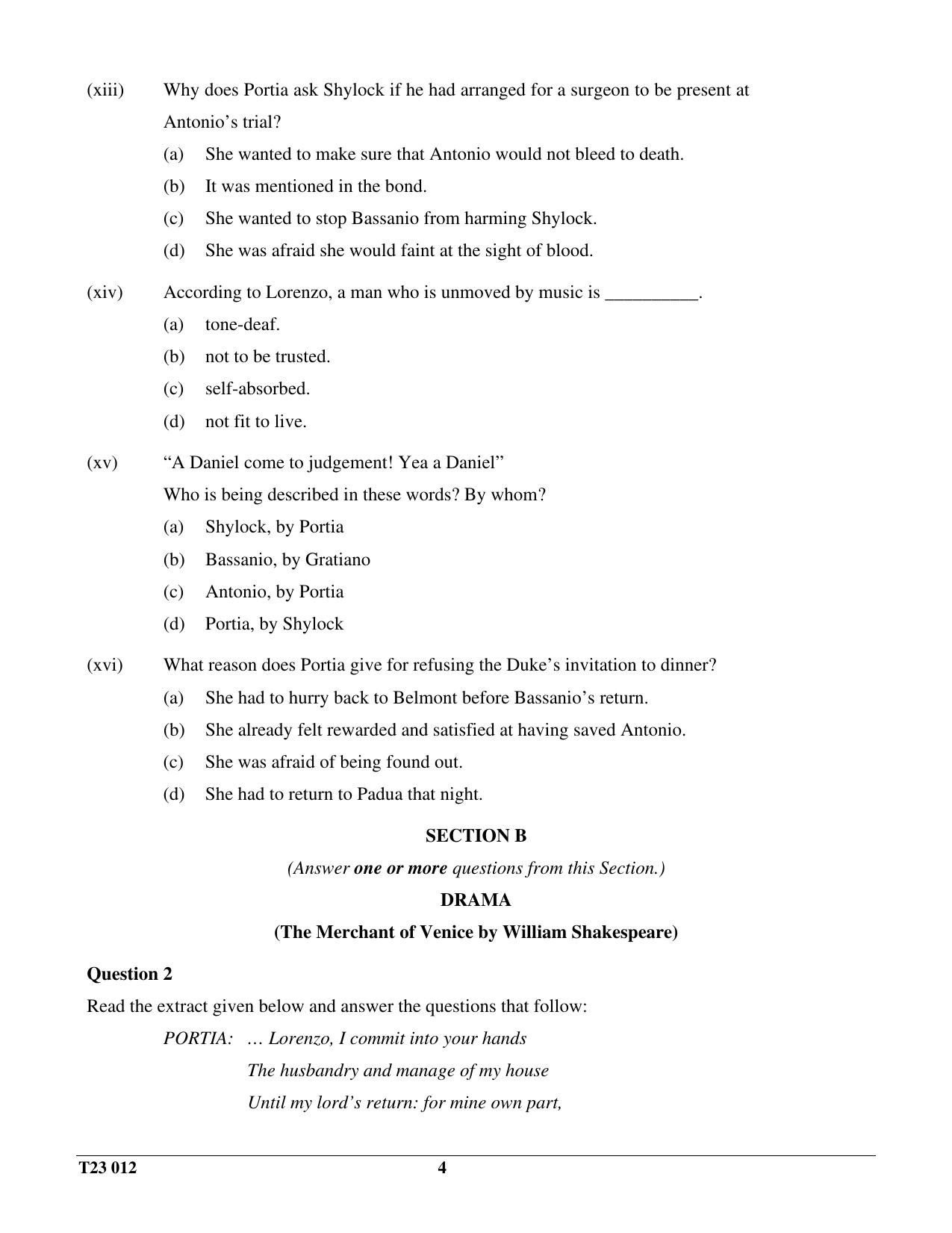 ICSE Class 10 LITERATURE IN ENGLISH 2023 Question Paper - Page 4