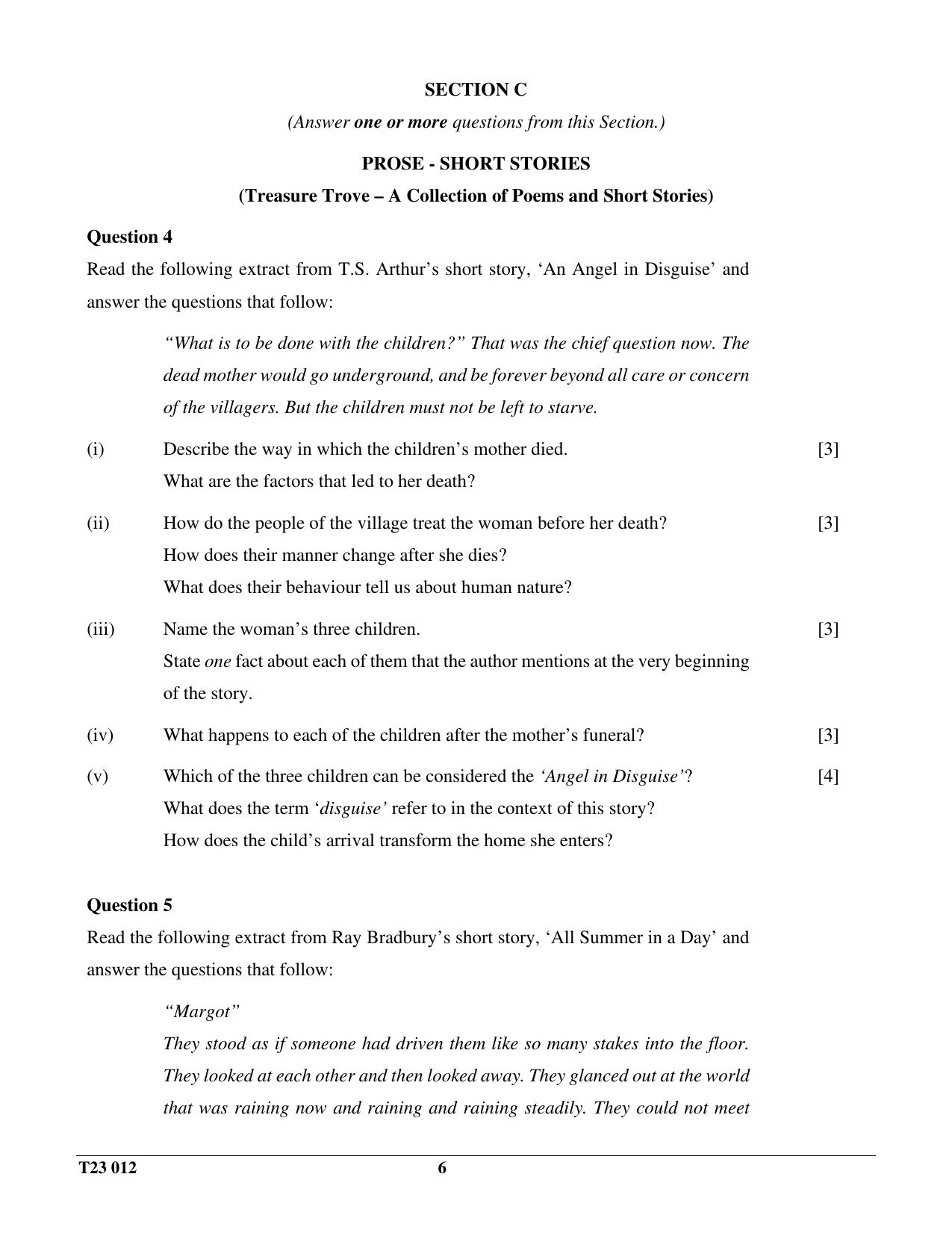ICSE Class 10 LITERATURE IN ENGLISH 2023 Question Paper - Page 6