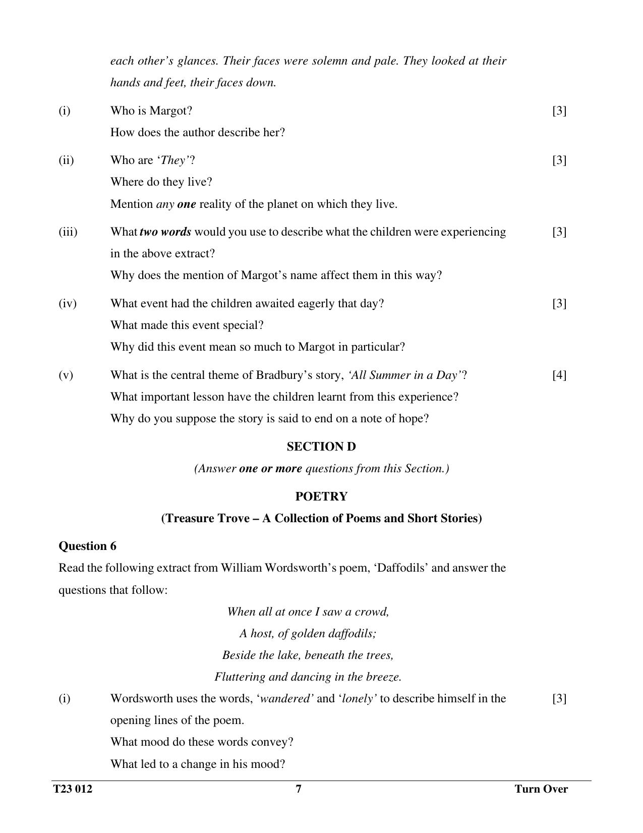 ICSE Class 10 LITERATURE IN ENGLISH 2023 Question Paper - Page 7