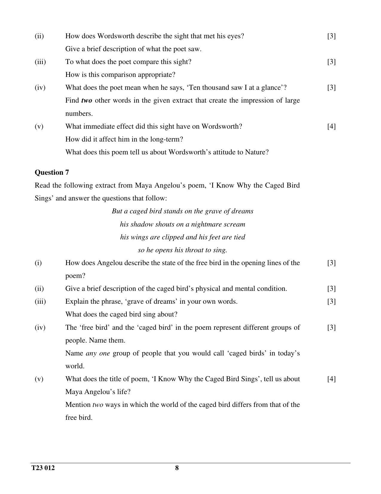 ICSE Class 10 LITERATURE IN ENGLISH 2023 Question Paper - Page 8