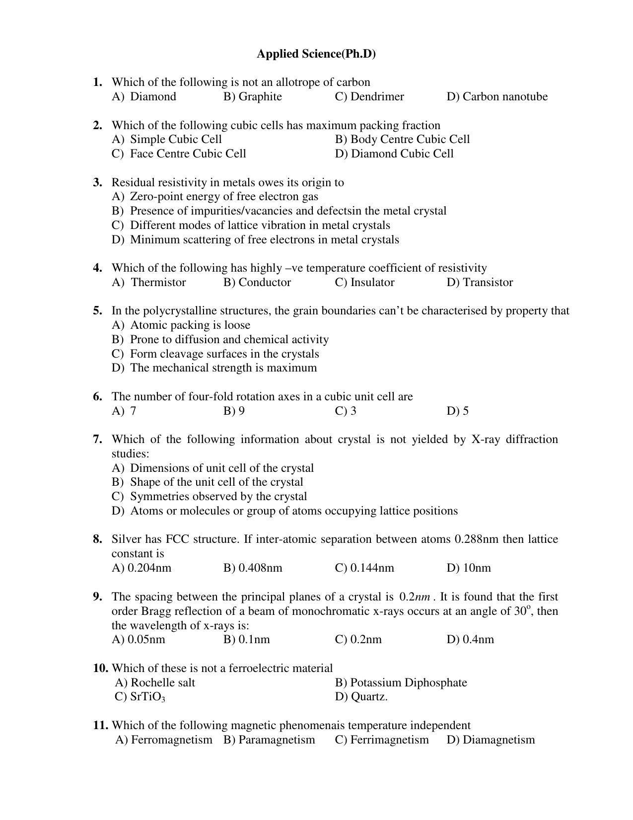 PU MPET Applied Science 2019 Question Papers - Page 1