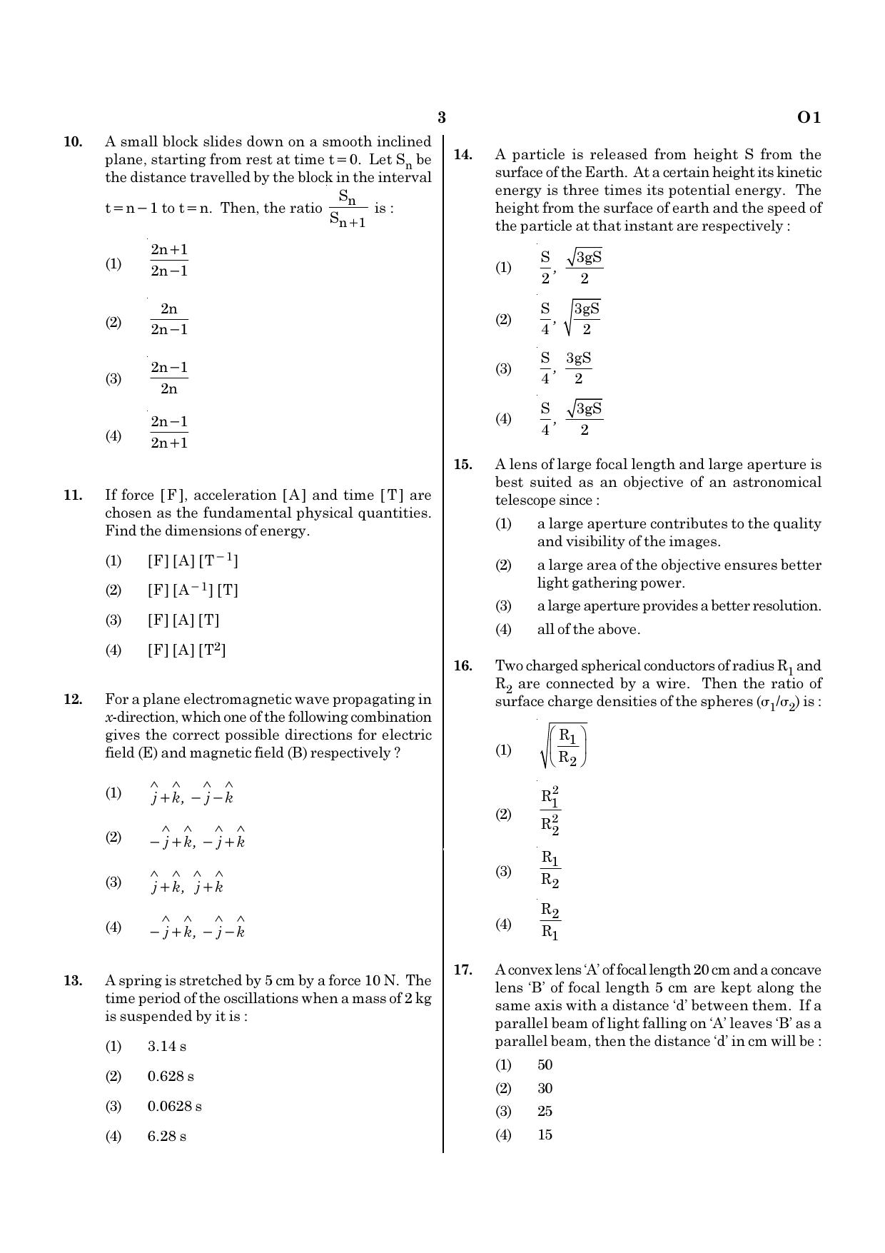 NEET O1 2021 Question Paper - Page 3