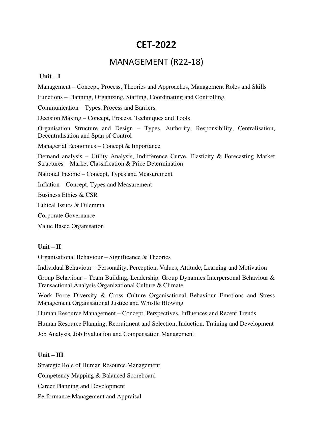 AP RCET Management Syllabus - Page 1