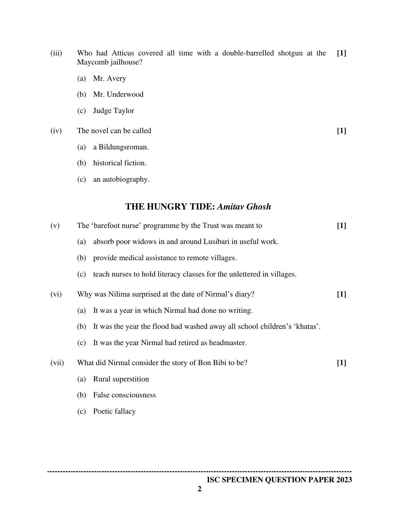 ISC Class 12 Elective English Sample Paper 2023 - Page 2
