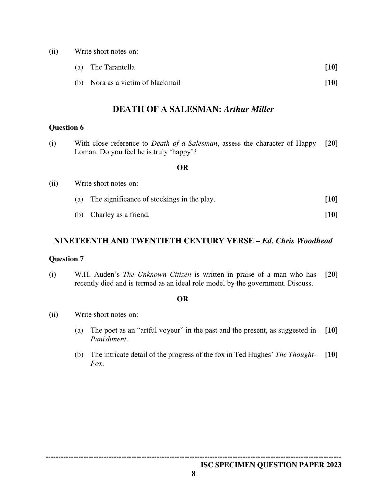ISC Class 12 Elective English Sample Paper 2023 - Page 8