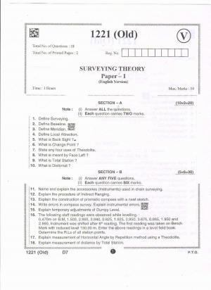 AP Inter 1st Year Surveying_Theory(OLD)-I Question Paper September-2021