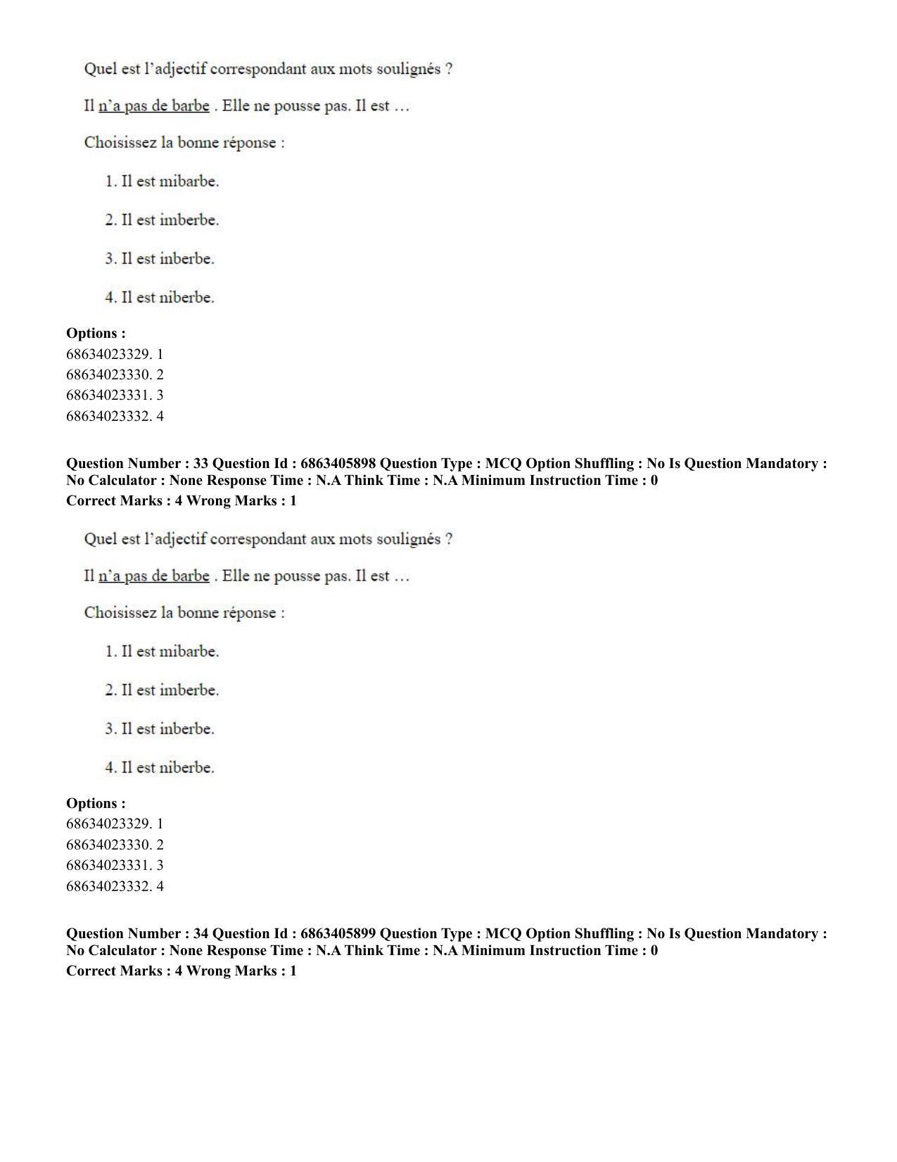 CUET PG 2023: LAQP10 – French (Hindi) - Shift 3 (05-06-2023) Question Paper - Page 49