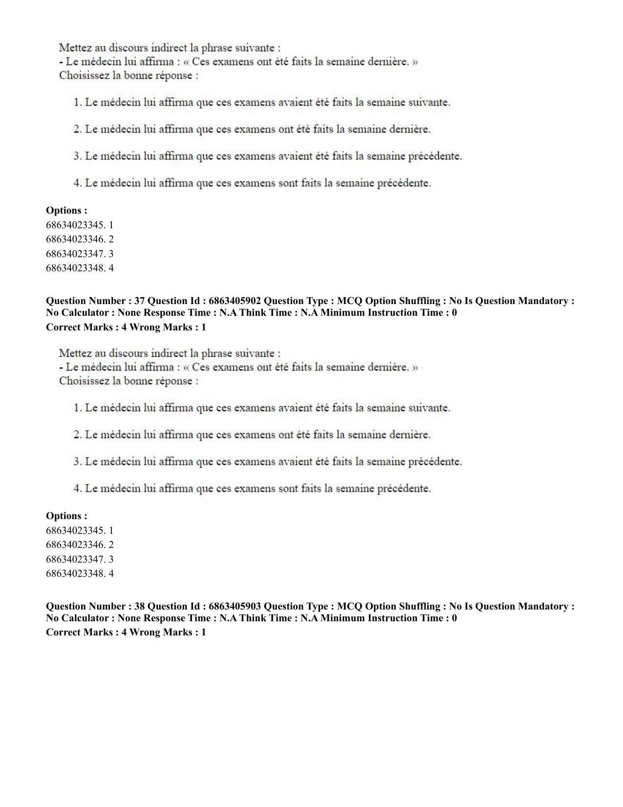 CUET PG 2023: LAQP10 – French (Hindi) - Shift 3 (05-06-2023) Question Paper - Page 55