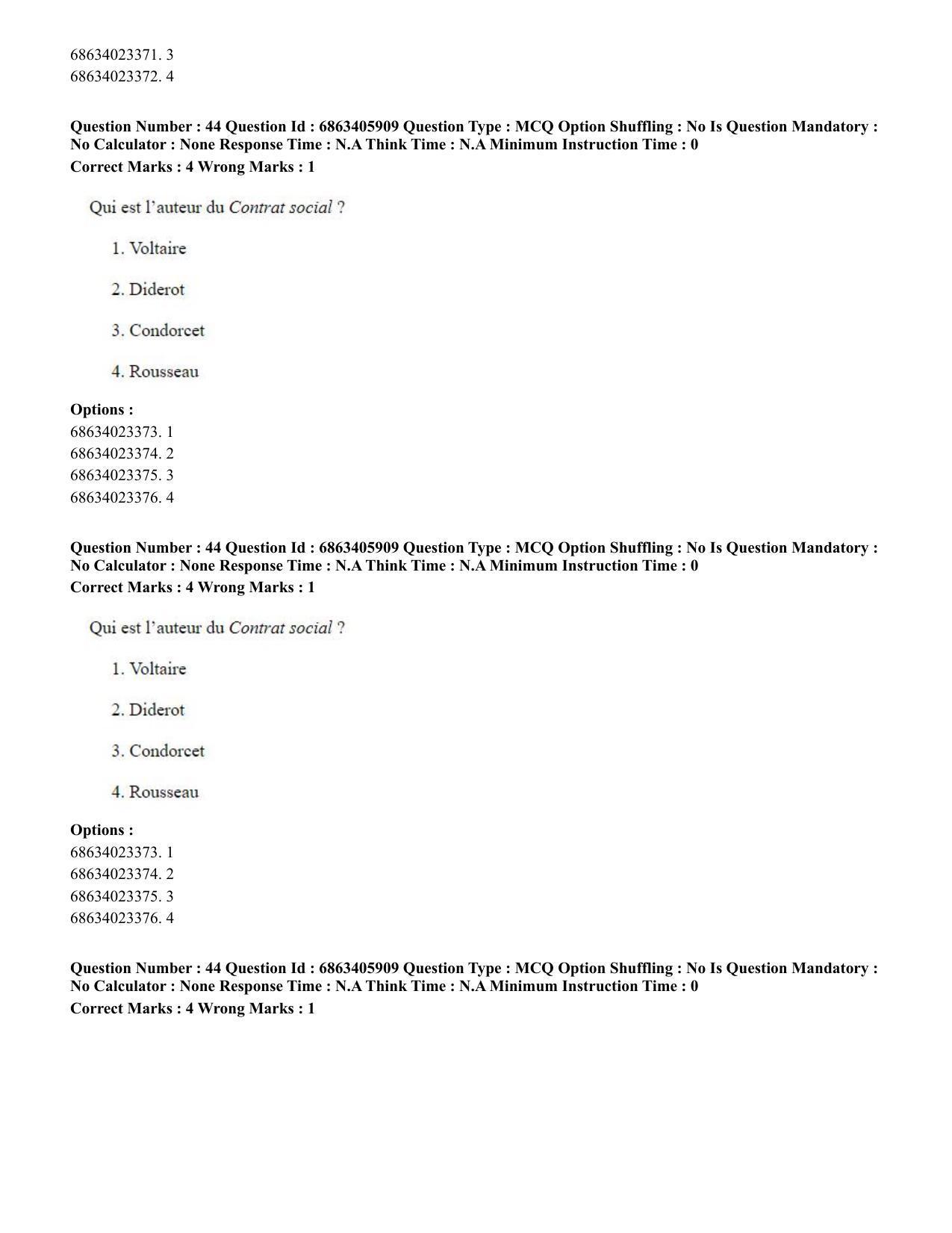 CUET PG 2023: LAQP10 – French (Hindi) - Shift 3 (05-06-2023) Question Paper - Page 63