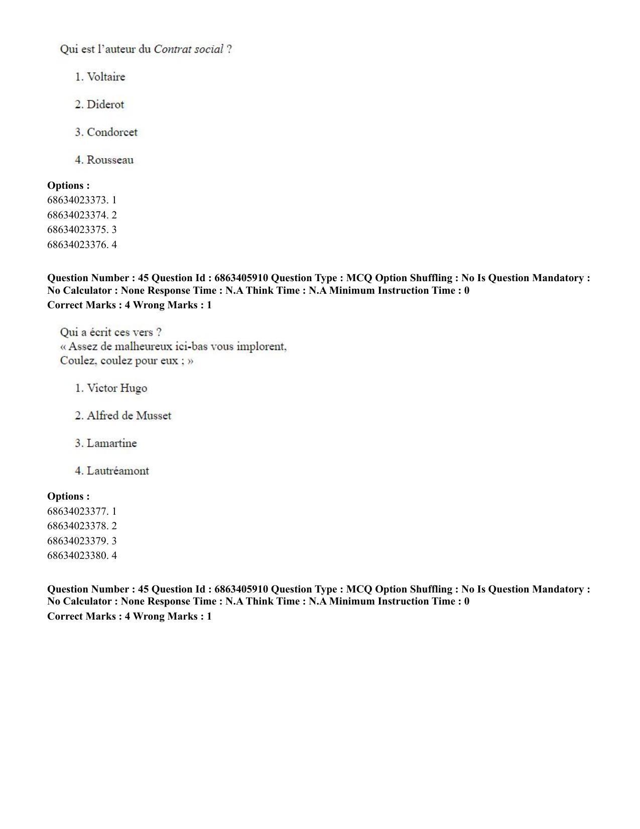 CUET PG 2023: LAQP10 – French (Hindi) - Shift 3 (05-06-2023) Question Paper - Page 64