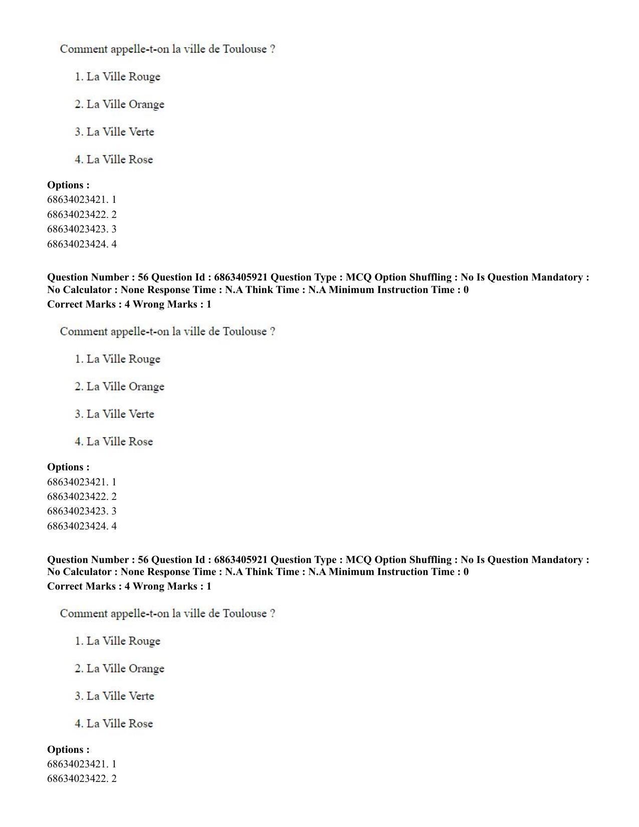CUET PG 2023: LAQP10 – French (Hindi) - Shift 3 (05-06-2023) Question Paper - Page 78