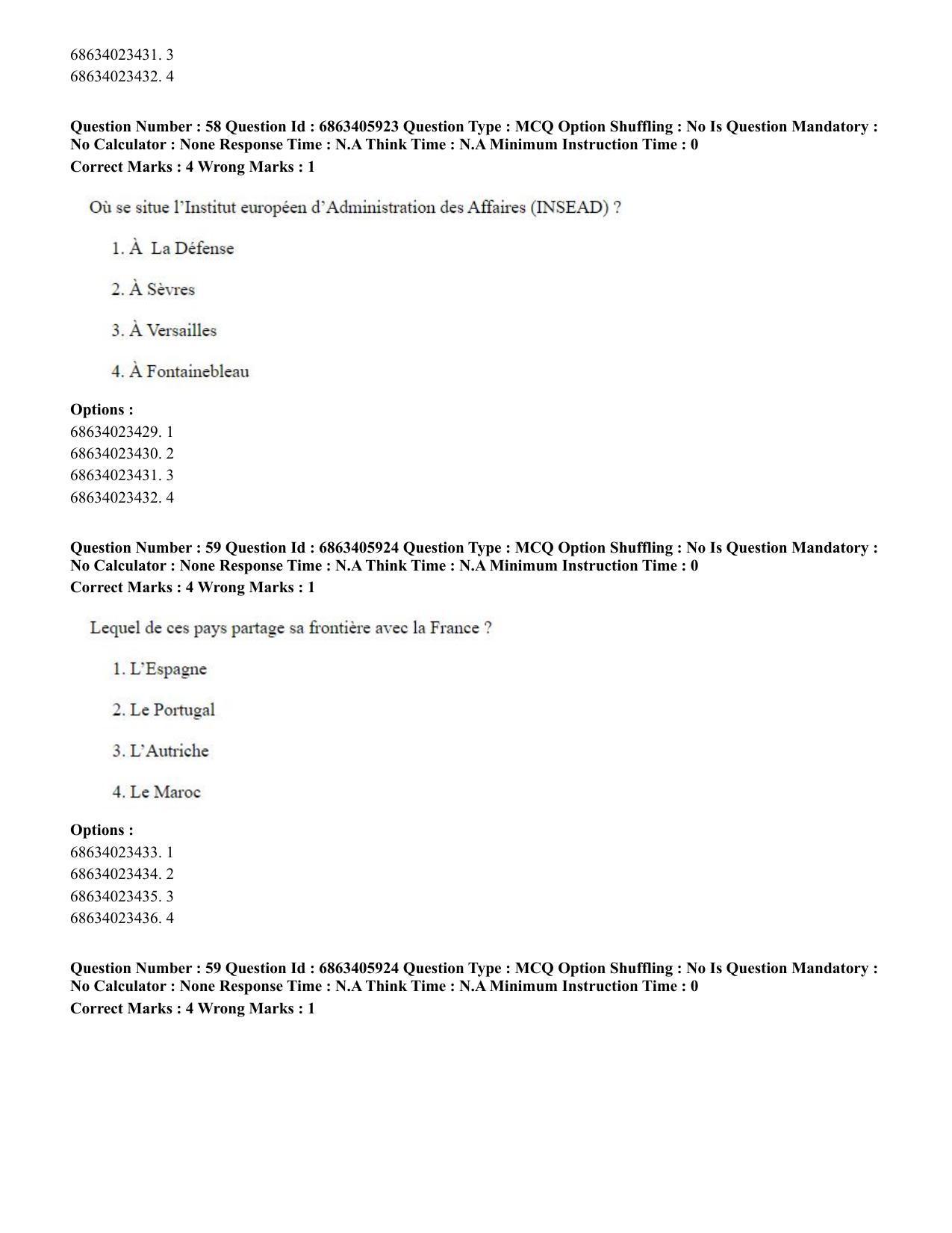 CUET PG 2023: LAQP10 – French (Hindi) - Shift 3 (05-06-2023) Question Paper - Page 81