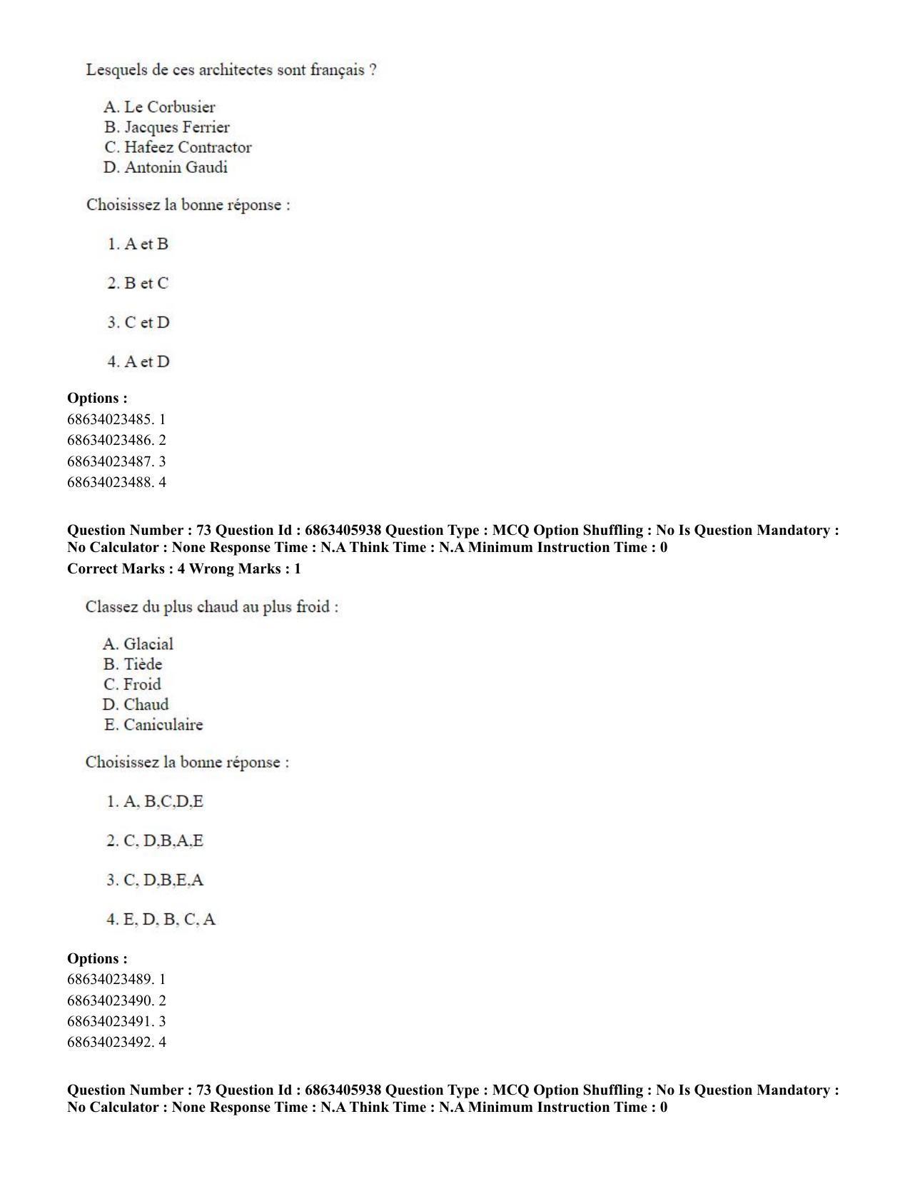CUET PG 2023: LAQP10 – French (Hindi) - Shift 3 (05-06-2023) Question Paper - Page 101