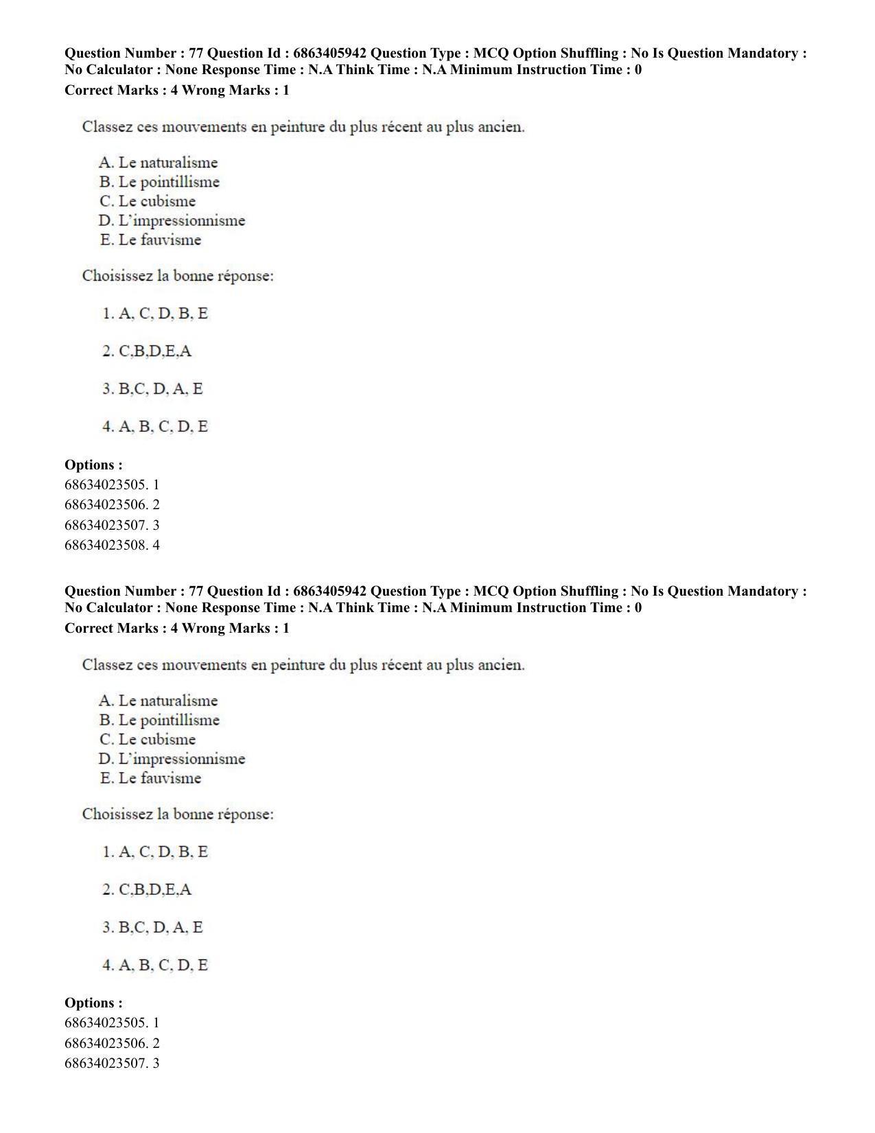 CUET PG 2023: LAQP10 – French (Hindi) - Shift 3 (05-06-2023) Question Paper - Page 108