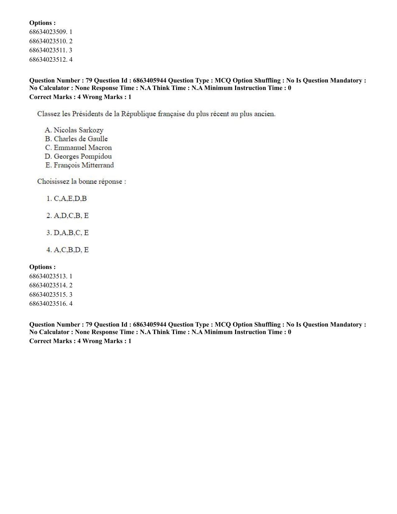 CUET PG 2023: LAQP10 – French (Hindi) - Shift 3 (05-06-2023) Question Paper - Page 111