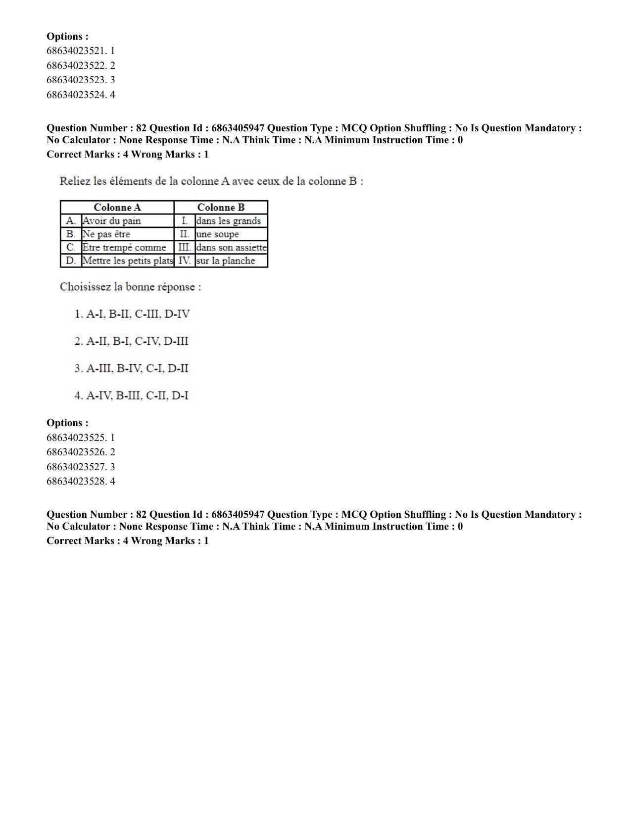 CUET PG 2023: LAQP10 – French (Hindi) - Shift 3 (05-06-2023) Question Paper - Page 116