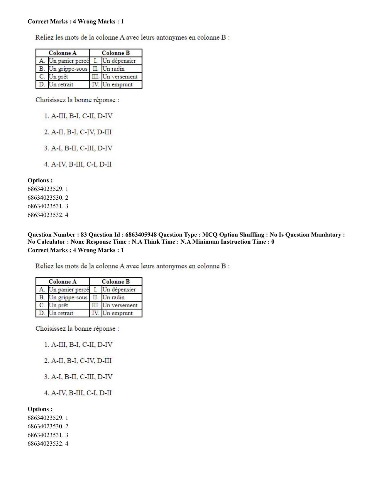 CUET PG 2023: LAQP10 – French (Hindi) - Shift 3 (05-06-2023) Question Paper - Page 118