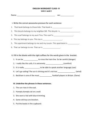 Worksheet for Class 4 English Assignment 64 Pronoun