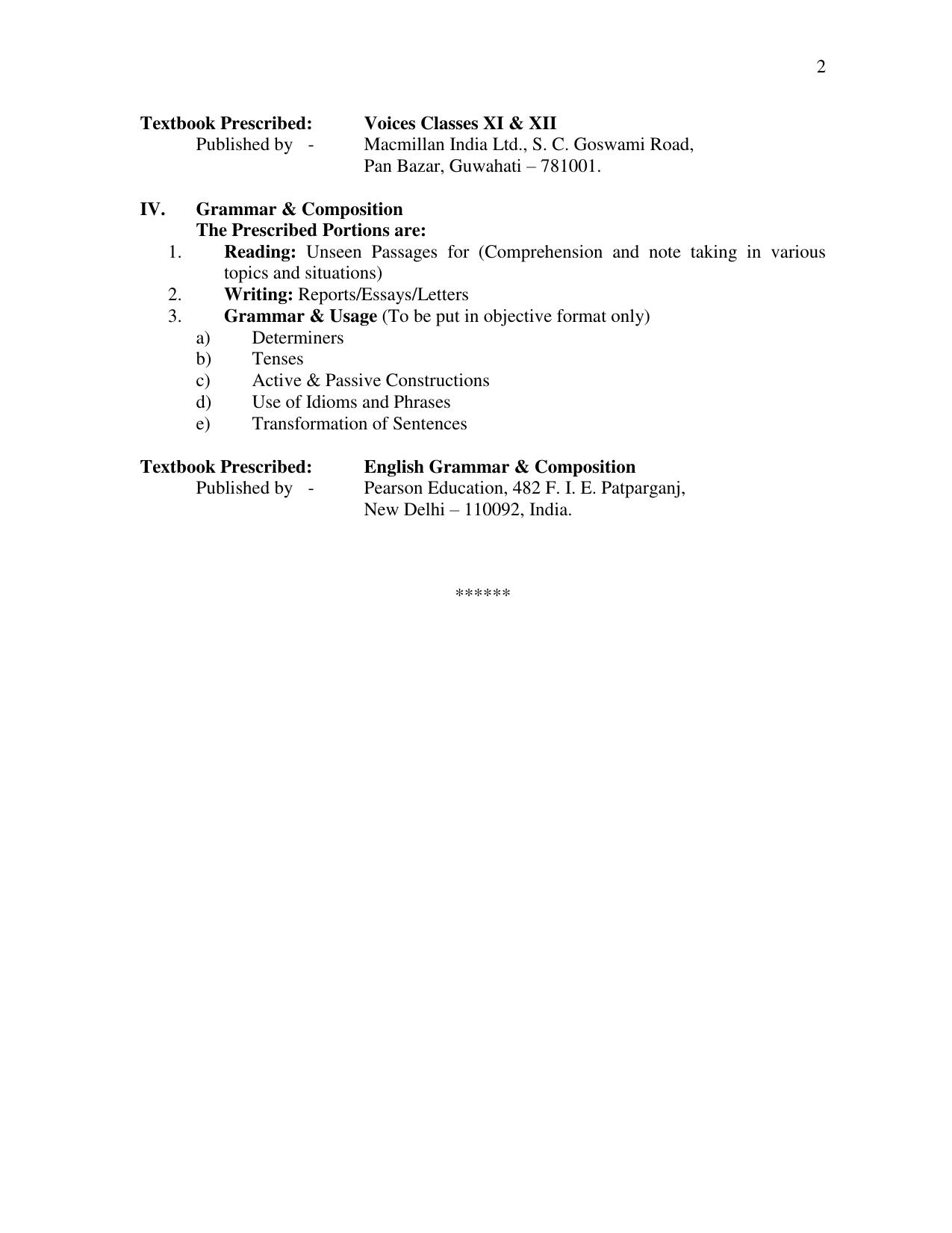 Meghalaya Board Class 11th Syllabus - Page 2