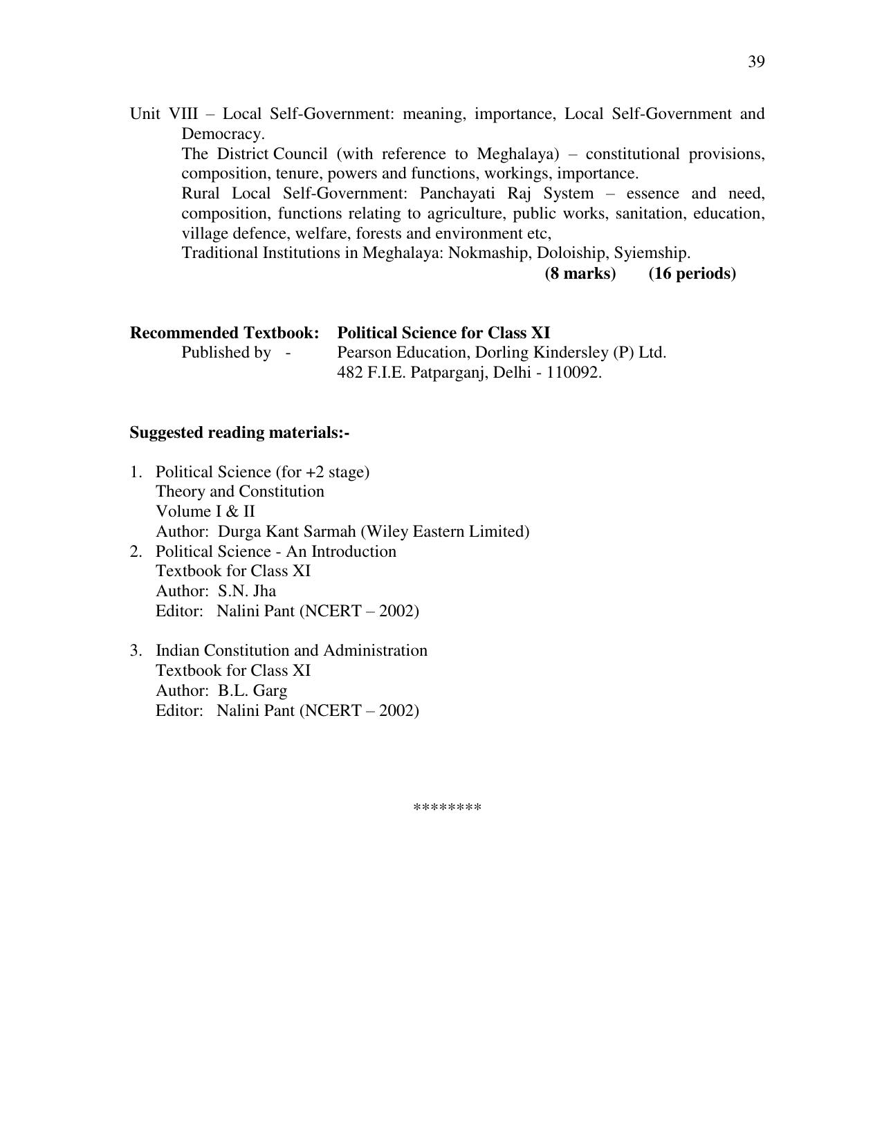 Meghalaya Board Class 11th Syllabus - Page 19